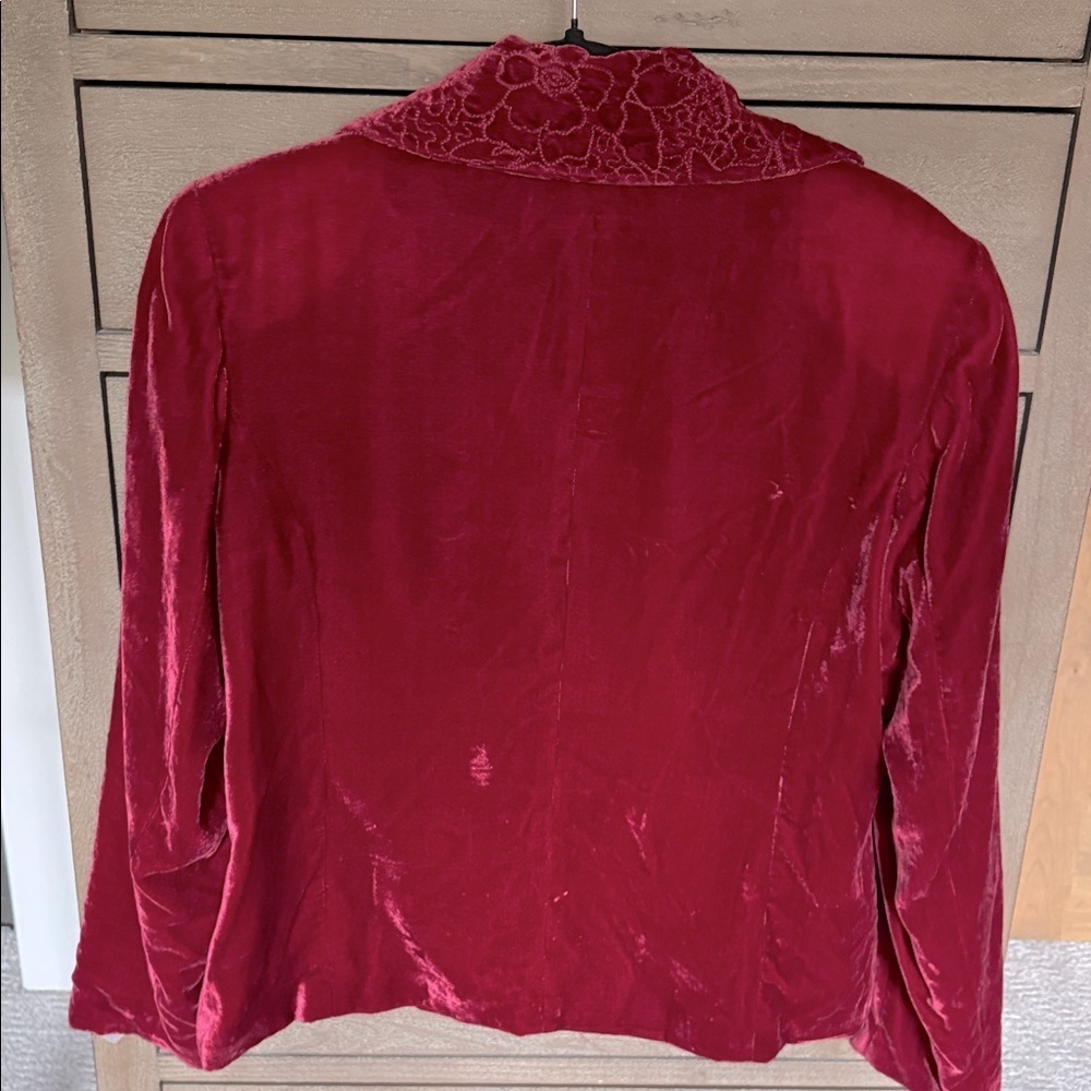 Vintage JM Collection Red Berry Velvet Velour  Fitted Blazer Jacket Womens 12 - Picture 2 of 8